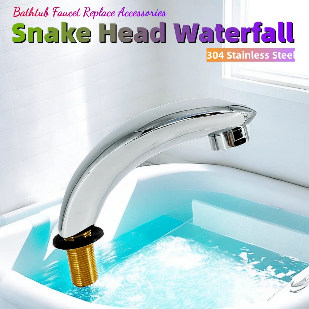 

304 Stainless Steel Snake Head Waterfall Spout Brass Bathroom Shower Faucet Bathtub Faucet Nozzle Replace Accessories