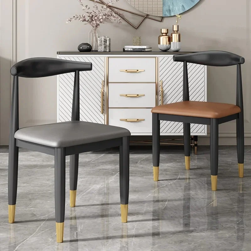 

Modern Luxury Dining Chairs Metal Nordic Kitchen Faux Leather Dining Chairs Upholstered European Sillas De Comedor Furnitures