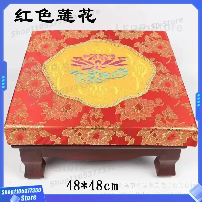 48x48cm Solid Wood Kneeling Pad Thickened Lotus Stool for Buddhist Temple Worship Household Kowtow Mat Prayer Cushion