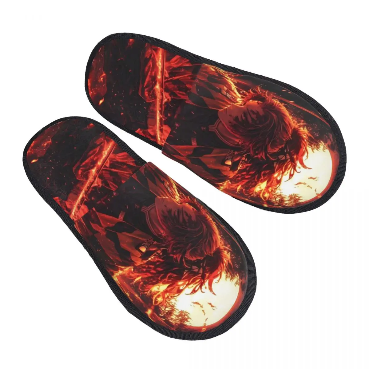 Yoriichi House Slippers Non-slip Anime Demon Slayer Soft Household Fur Slides Slippers Living Room