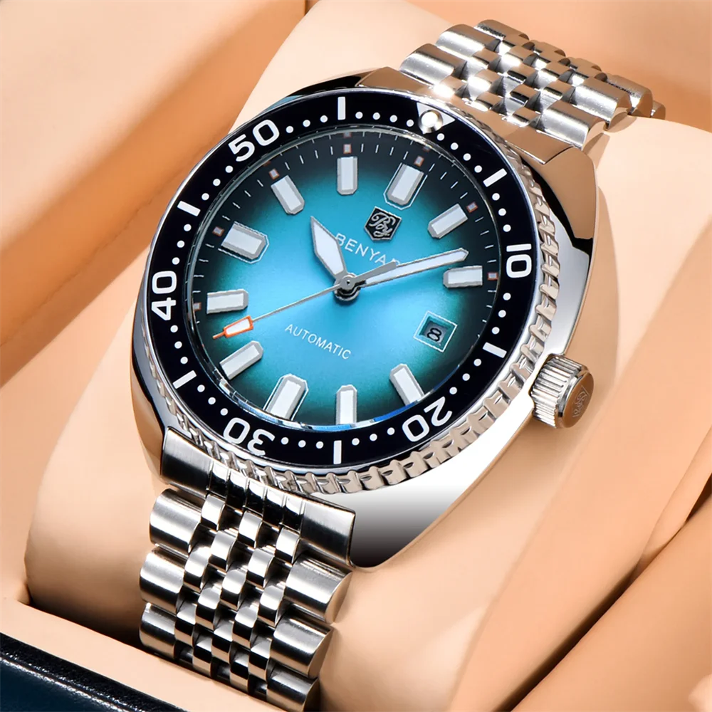 

BENYAR BY-5211 42 мм мужские часы со светящимся тунцом циферблат 50 м водонепроницаемые механические часы новая модель