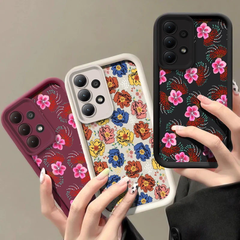 حافظة لهاتف سامسونج جالاكسي M13 نوت 20 Ultra M54 M30S M23 M22 M16 M15 M51 M34 M31 غطاء خلفي بنمط زهرة