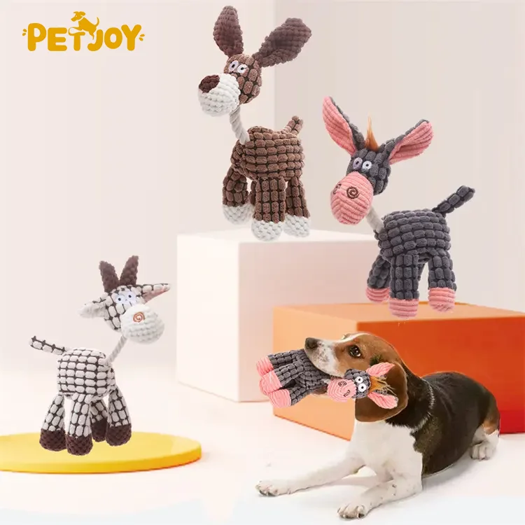 Jouet à mâcher en peluche en forme d'âne mignon et écologique, modèle 2025, pour interaction humain-animal, résistant aux morsures, vente en gros