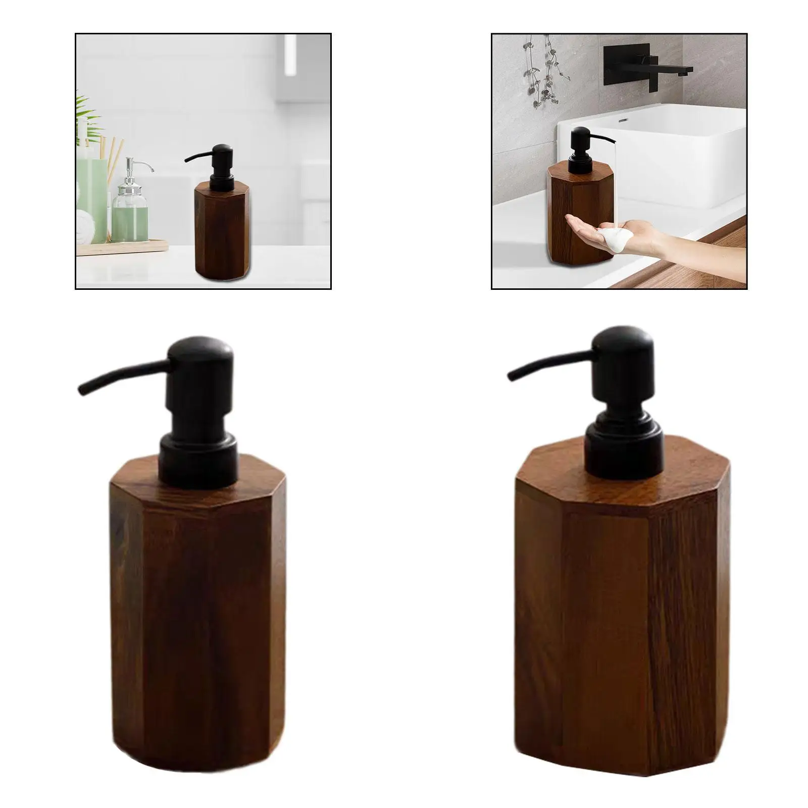 Distributeur de savon vide en bois rechargeable, accessoires de salle de bains modernes, distributeur de savon à vaisselle pour hôtel, voyage, cuisine, maison, appartement