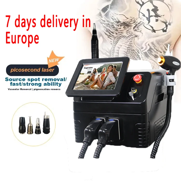 Picosecond Laser Nd Yag Q Switched Laser Tattoo Removal Machine 755nm 1064nm 532nm Skin Care Salon Use Pico Second Equipment