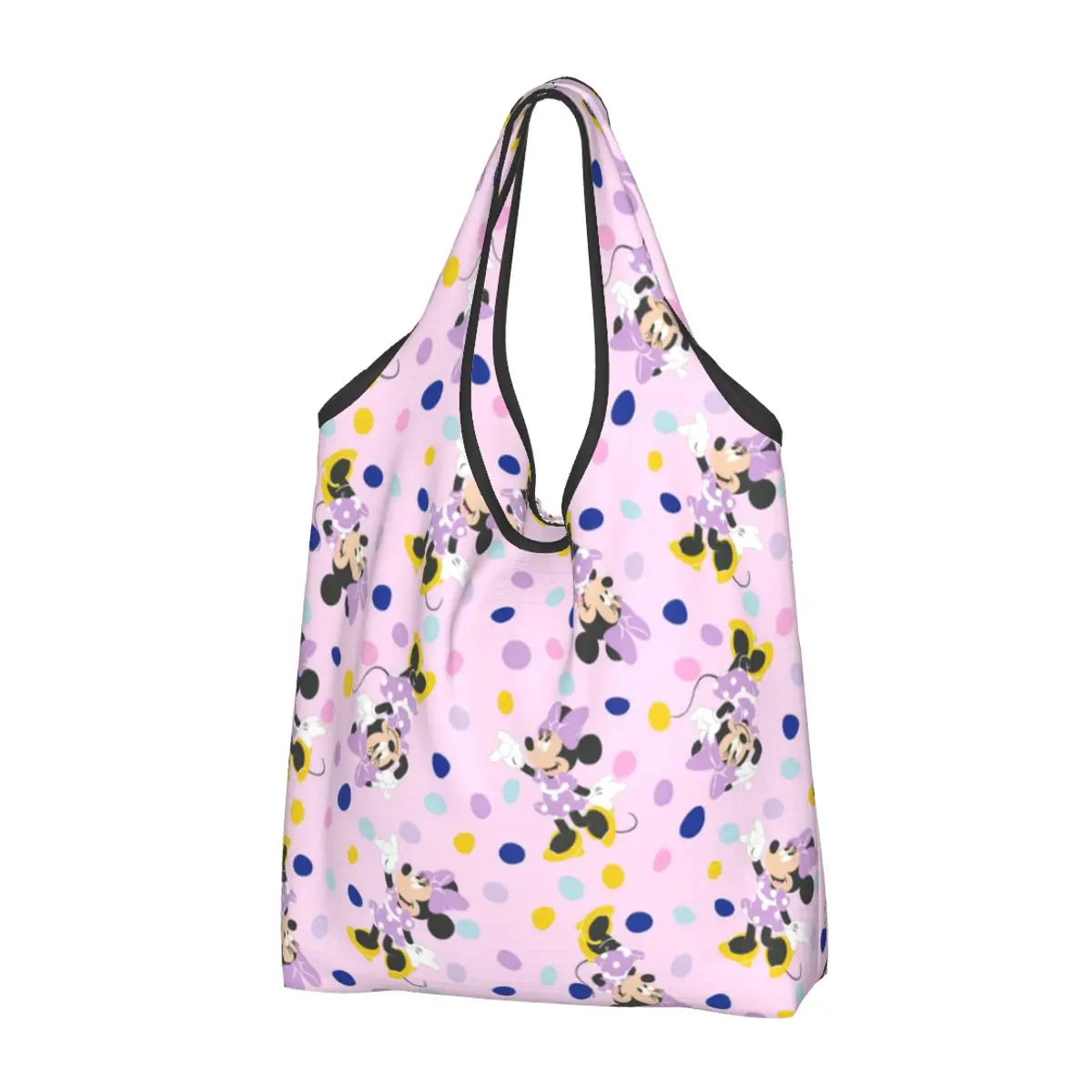 

Custom Reusable Minnie Mouse Pink Purple Shopping Bag Women Tote Bag Portable Groceries Shopper Bags