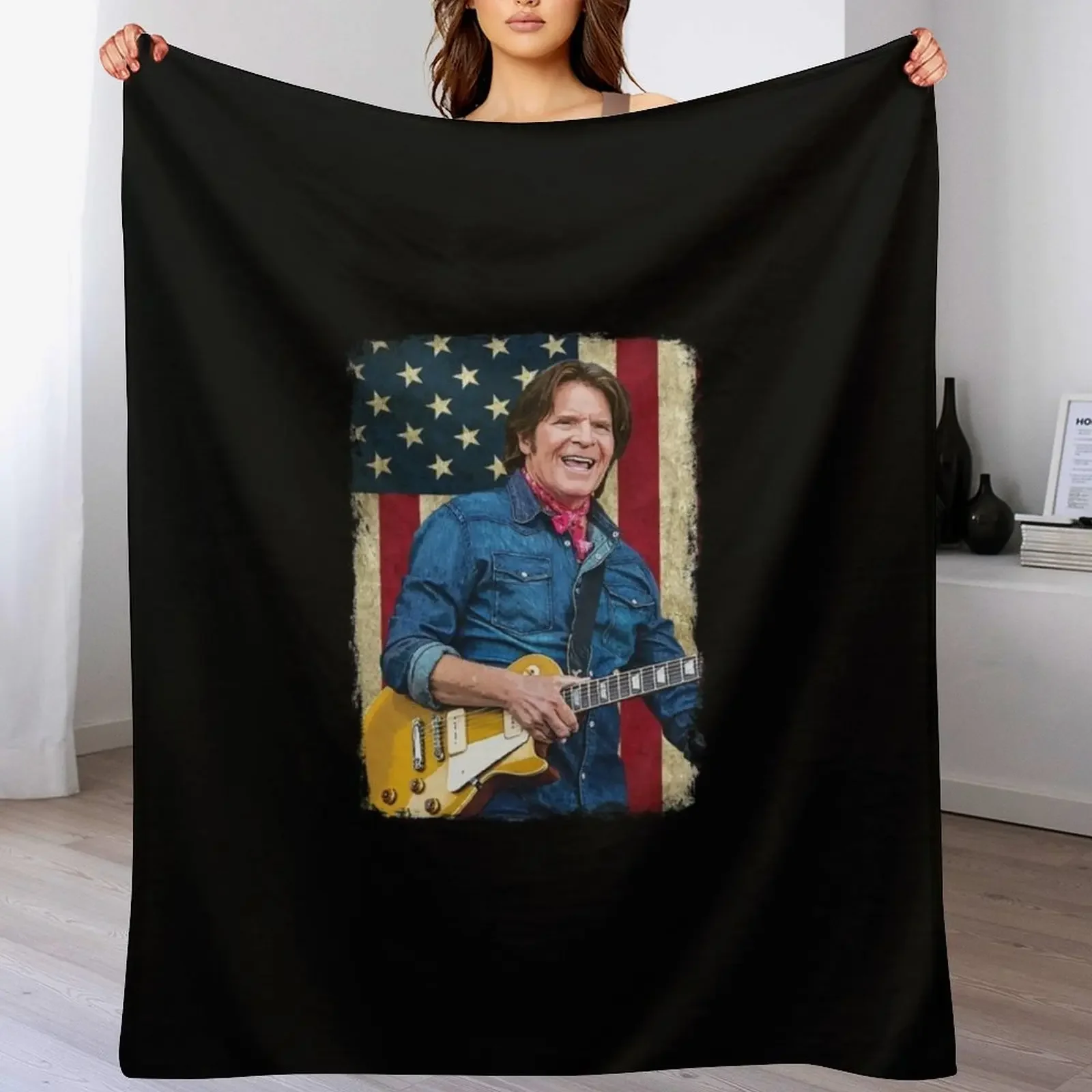 

Vintage American Flag John Fogerty Legend Essential T-Shirt Throw Blanket Fuzzy Plush Throw Blanket for Sofa Chair