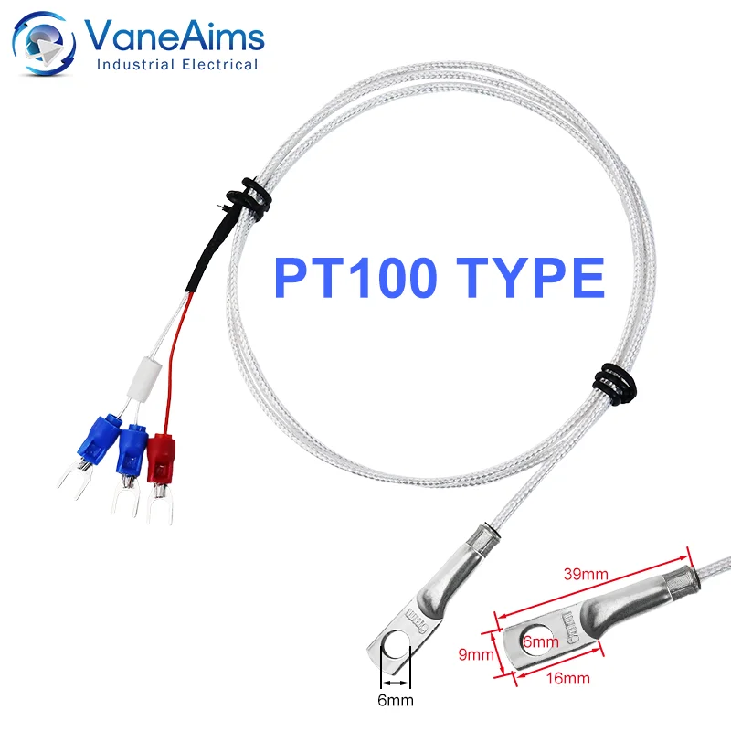 Hole Washer Thermocouple VaneAims Type K J PT100 Temperature Sensor 0.5/1/2/3M Braided Cable For Temperature Controller