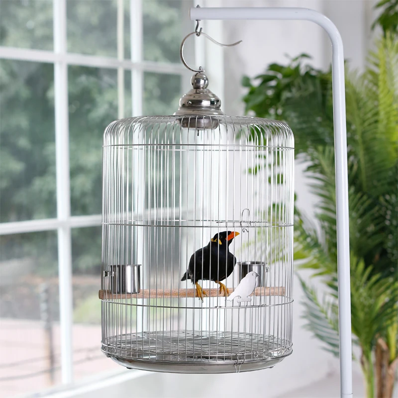 

Bird Cage Stainless Steel Round Size Myna Mynah Thrush Tiger Skin Peony Luxury Boutique Parrot