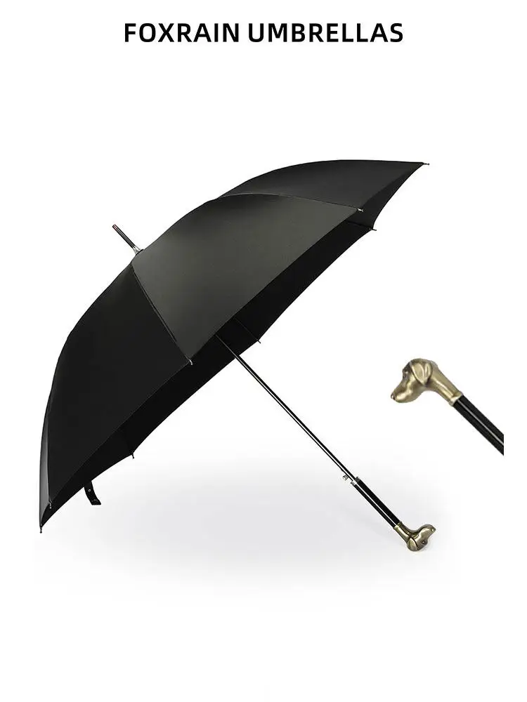Retro Hunting Dog Handle Business Umbrella Premium Men's Long Handle Umbrellas Windproof Sun Rain Luxury Vintage Parasol Gift - view 5