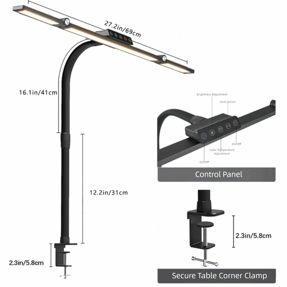 

Пластиковый настольный светильник USB, 3 головки, 10 уровней яркости, настольная лампа, металлическая конструкция, 360 ° Регулируемая складная настольная лампа для работы