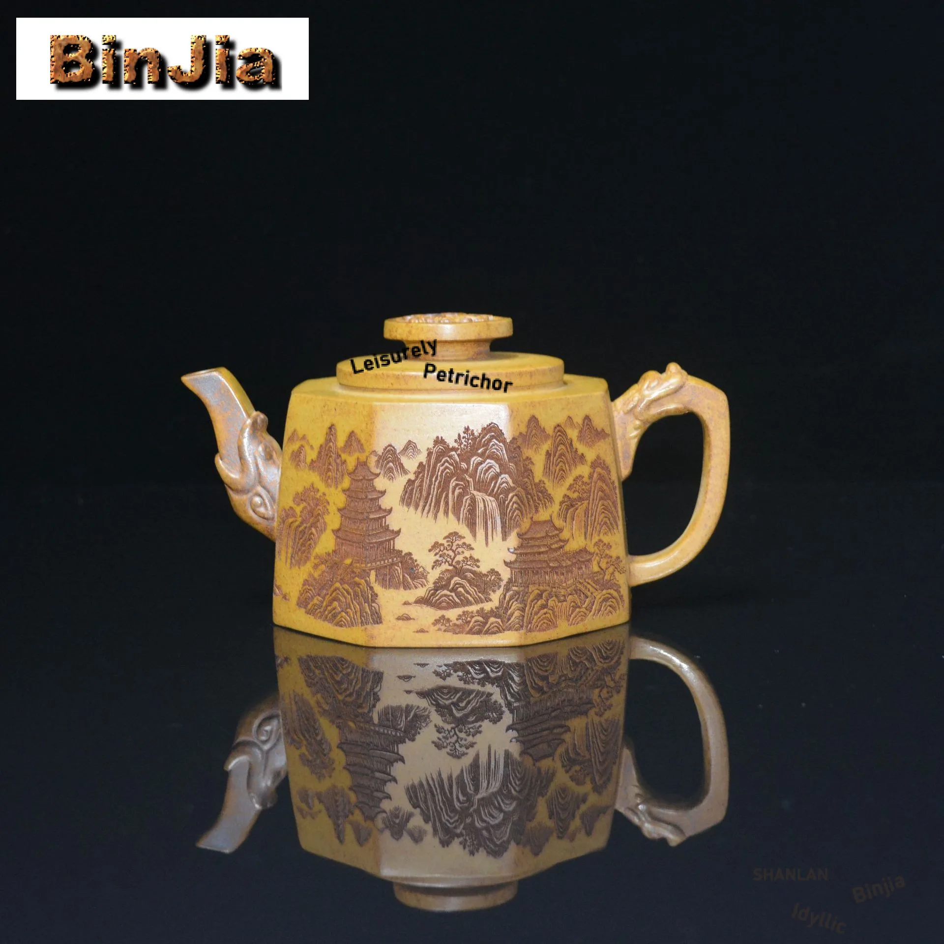 380ml Retro Yixing Purple Clay Teapots Handmade Octagonal Well Bar Pot Raw Ore Wood-fired Section Mud Kettle Zisha Tea Set Cafes