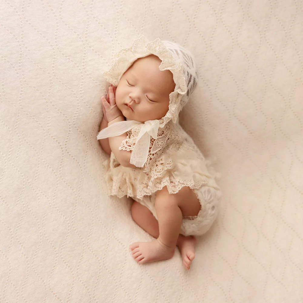 Baby Girl Newborn Photoshoot Outfits Lace Hollow Out Dresses Hat Photography Costumes Studio Photo Background Props Accessories