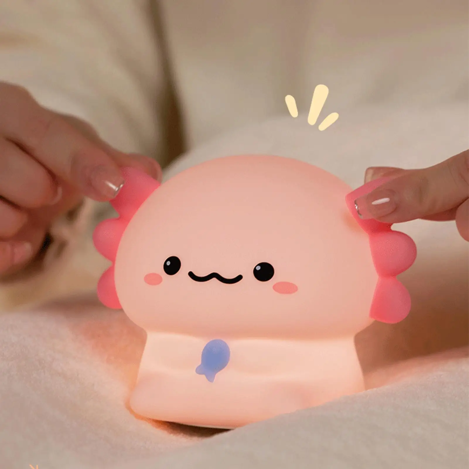 Axolotl LED Night Touch Light USB Rechargeable Silicone Lamp 3 Levels Brightness Timing Light Animal Bedside Lamp Gift for kids