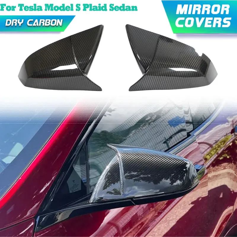 

Prepreg Dry Carbon Car Rear View Mirror Covers Caps for Tesla Model S Plaid Sedan 2021-2023 Add On Side Mirror Caps Shell Case