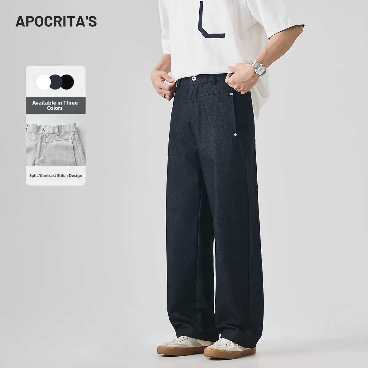 

Мужские повседневные свободные летние тонкие брюки прямого кроя из смесового хлопка, модные городские молодежные брюки