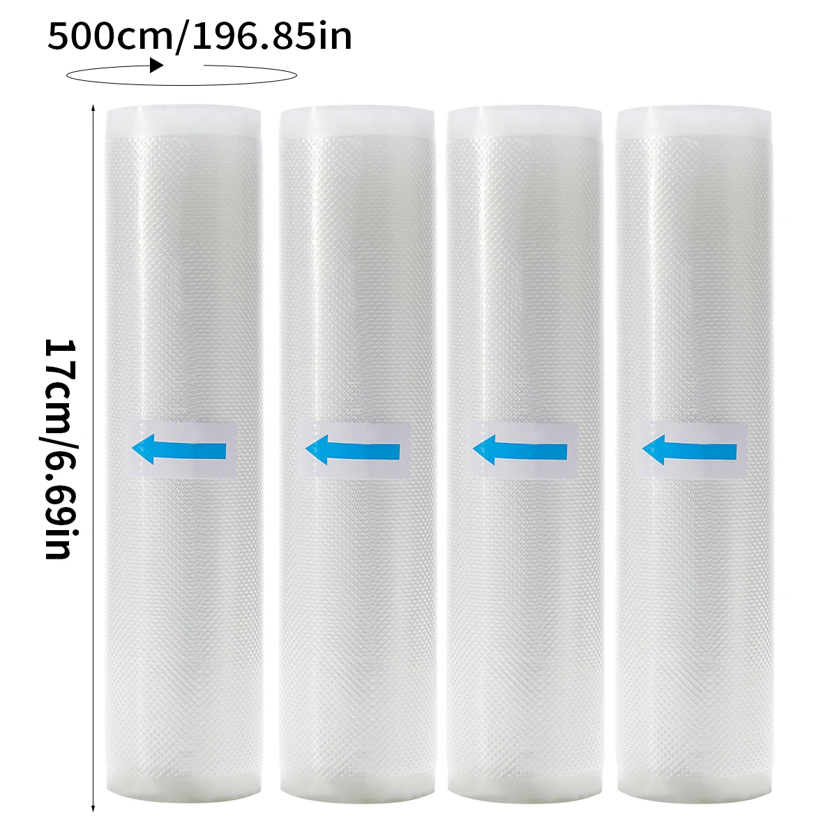 4pcs 5m vacuum sealed food bag roll, free of bisphenol A, seven layer co extruded diamond pattern vacuum preservation bag