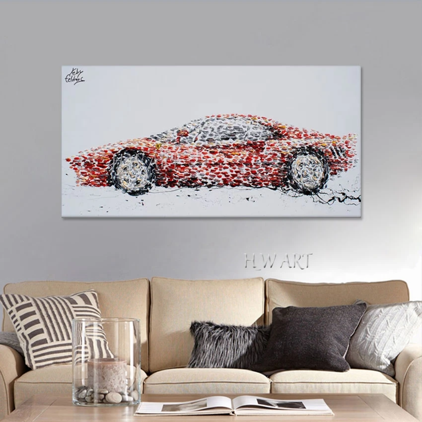 3d Luxury Sports Car Abstract Canvas Hand Drawing Art Oil Painting Modern Acrylic Decoration Picture Wholesale Cheap Artwork