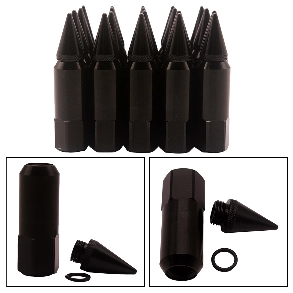 20Pieces Black Car Wheel/Rims Hub Lug Nuts Extended 60mm Universal