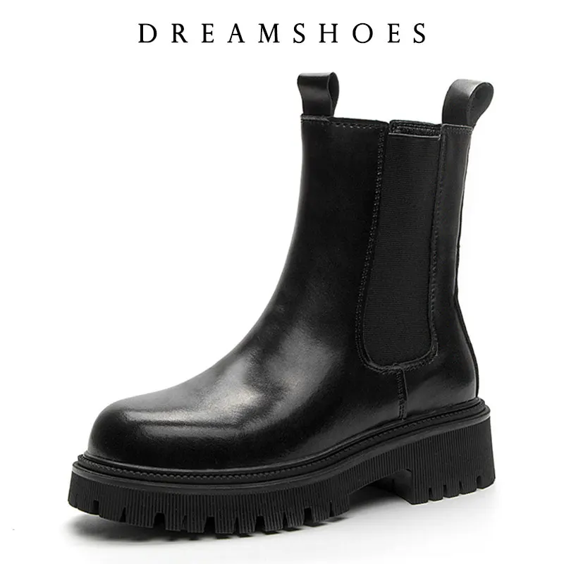 

Winter Platform Cowboy Boots Women Shoes Fashion Slip On Mid Calf Bota Ladies Retro Mordern Bootties