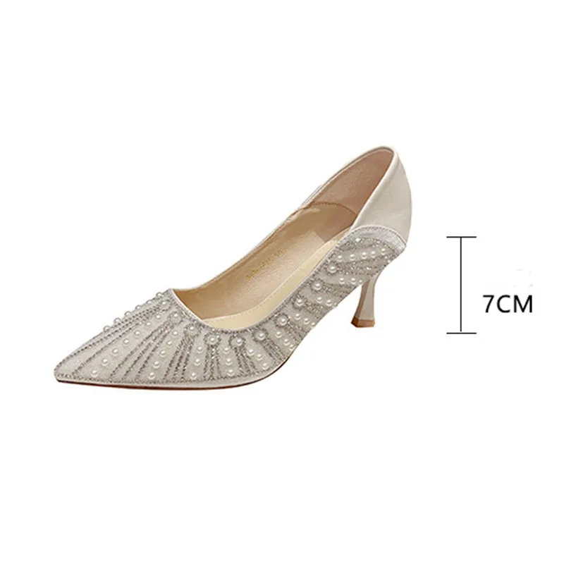 Shoes for Women\'s Wedding Bridal Shoes 2025 Crystal Elegant Pointed Toe Thin High Heel Sexy Women\'s Party Shoe Pumps Women Shoe