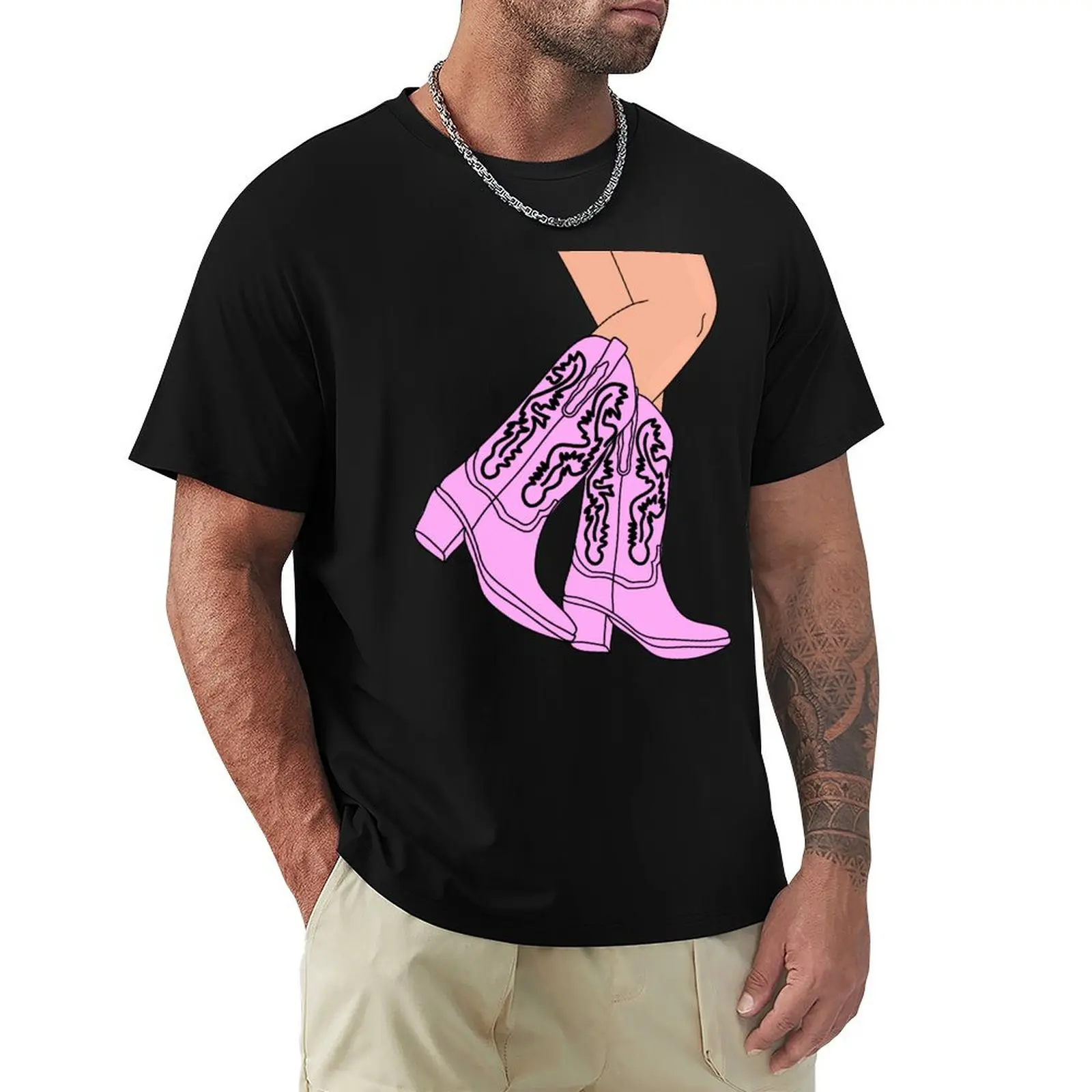 pink cowgirl boots T-Shirt Big Size Simple T-Shirt