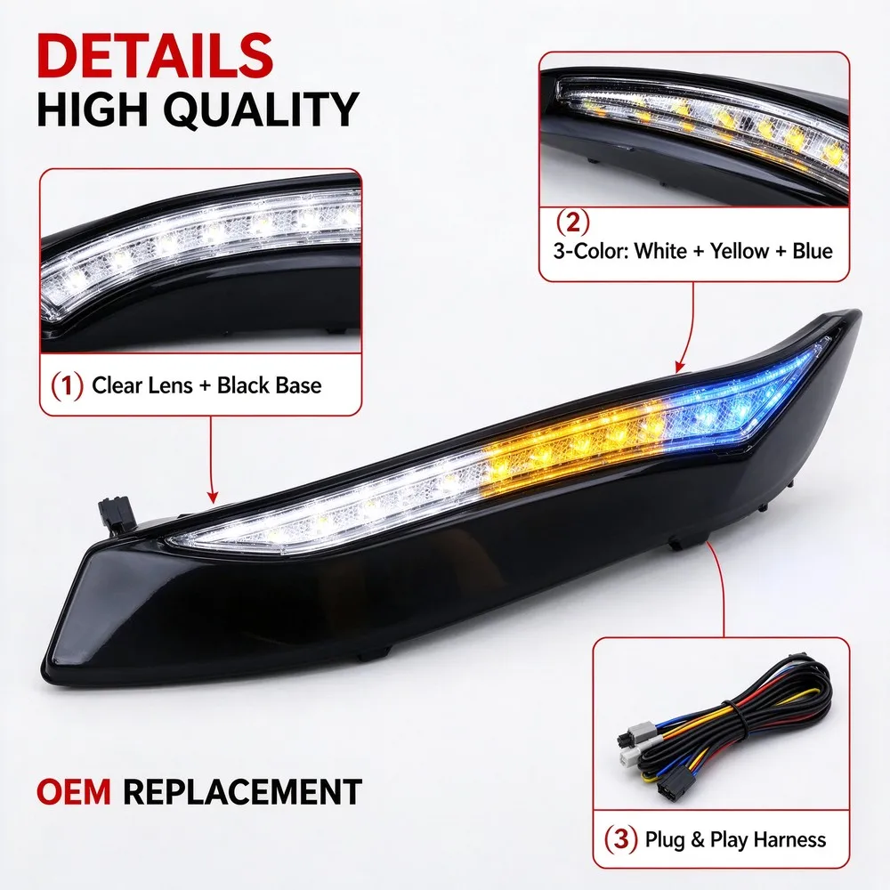 81440-0E120-LED 3-Color DRL Daytime Running Light For Toyota Crown Kluger 2021 2022 LED Fog Lamp Turn Signal