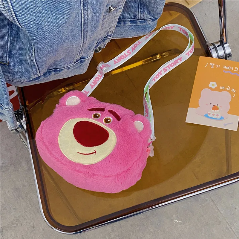 Disney Lotso Shoulder Bag for Women Girls Plush Crossbody Bag Cute Cartoon Tote Chip Designer Luxury Bags Handbags Girl\'s Gifts