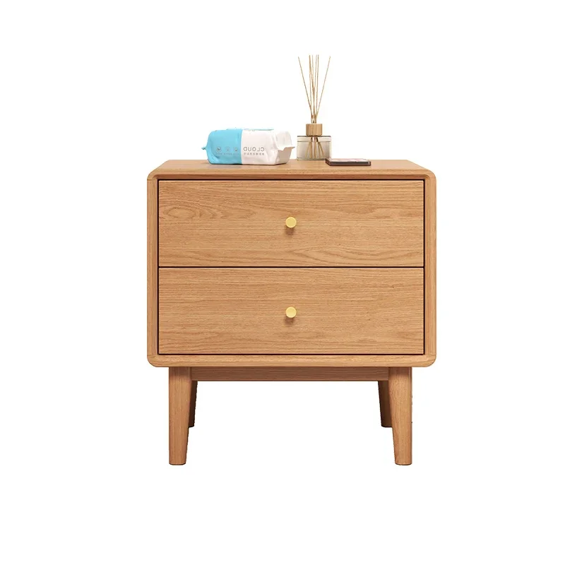 

Oak solid wood bedside table simple bedside Nordic bedroom log storage narrow small apartment