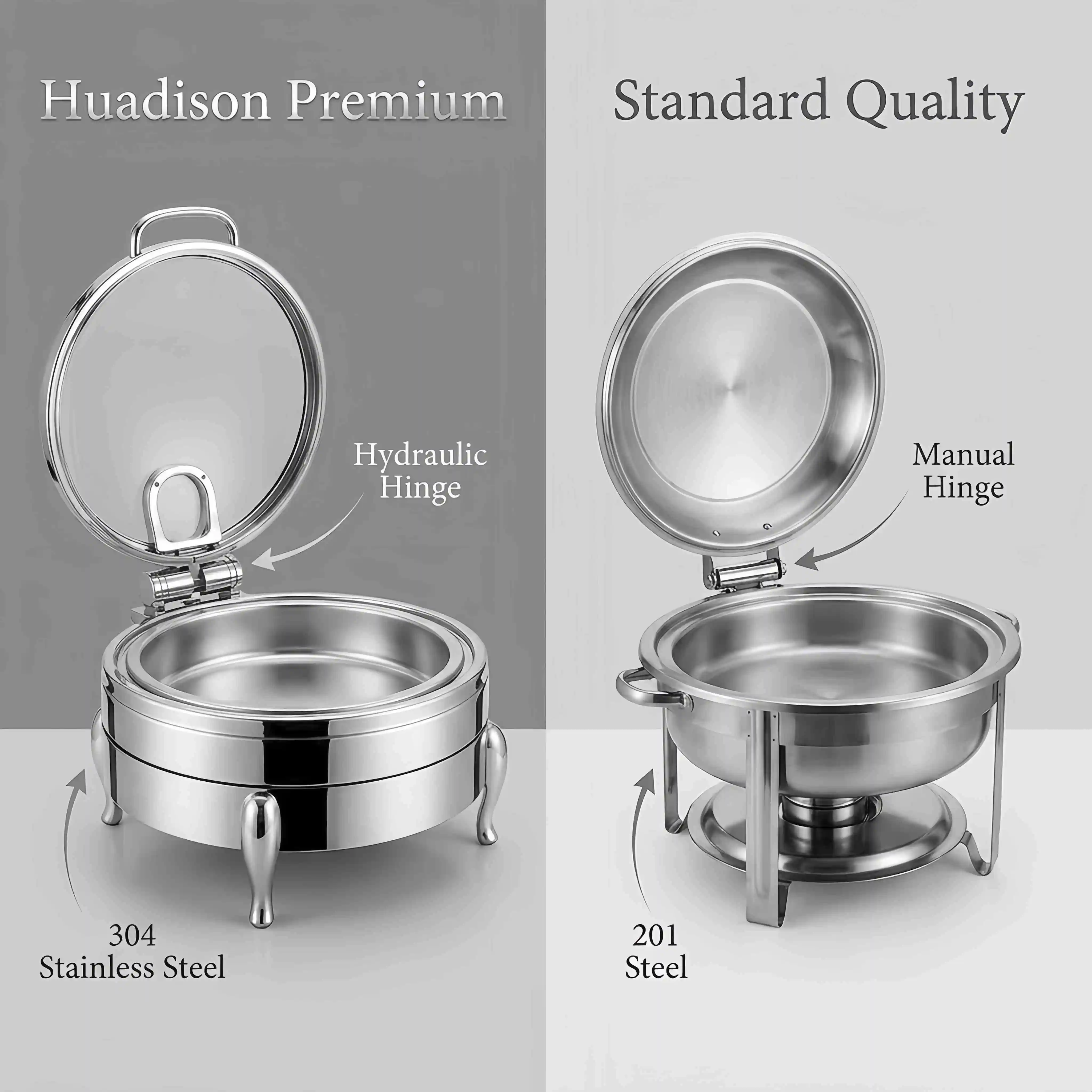 Huadison Gold Round Chafing Dish Stainless Steel Restaurant Catering Buffet Food Warmer Supplier Factory Direct Chafer Set - view 3