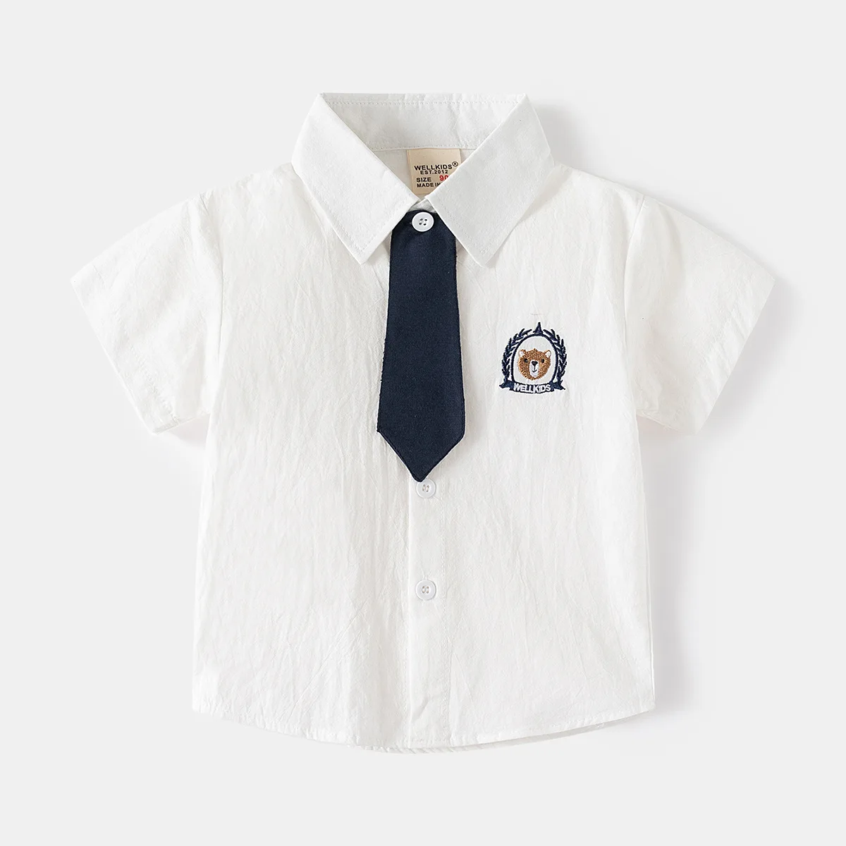 Toddler Boys Shirts with Tie Elegant Kids Tops Summer Children's Clothes