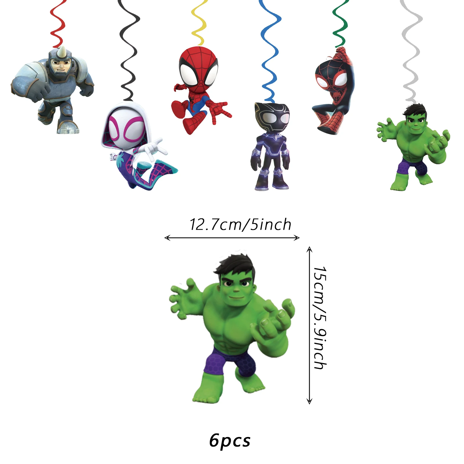 **Spidey And His Amazing Friends Theme Kids Girls Favors Swirls Happy Birthday Events Party Decorations Ceiling Hanging Spirals view 4