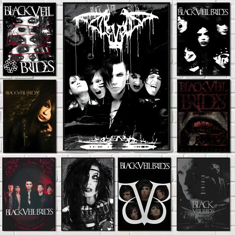 Band B-Black Veil Brides Poster Self-adhesive Art Waterproof Paper Sticker Coffee House Bar Dorm Room Wall Decor