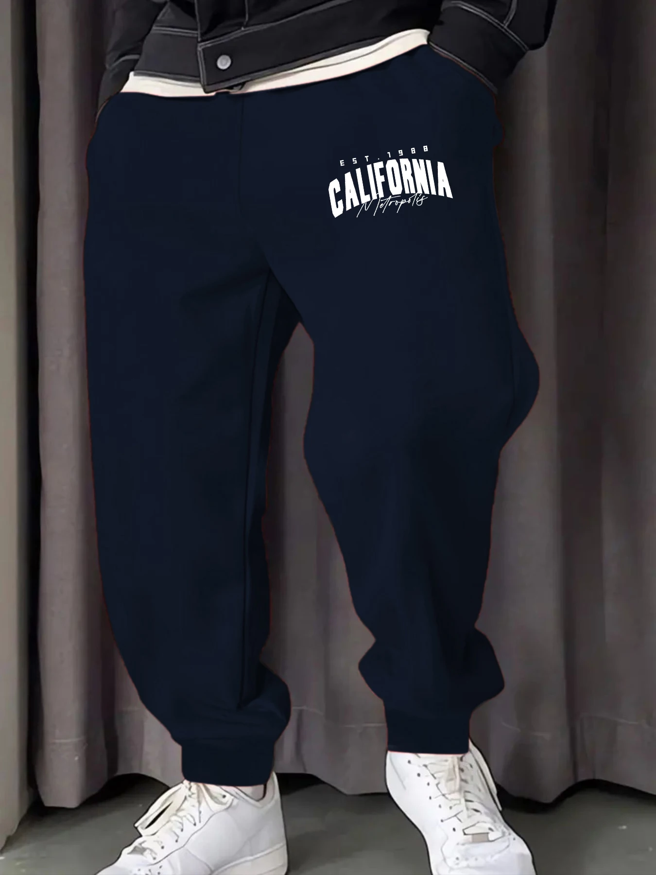 

Калифорния Метрополис Эст.1988 Мужские спортивные штаны с принтом Осенние беговые бритвы Теплые удобные длинные брюки Бегуны Базовые брюки унисекс