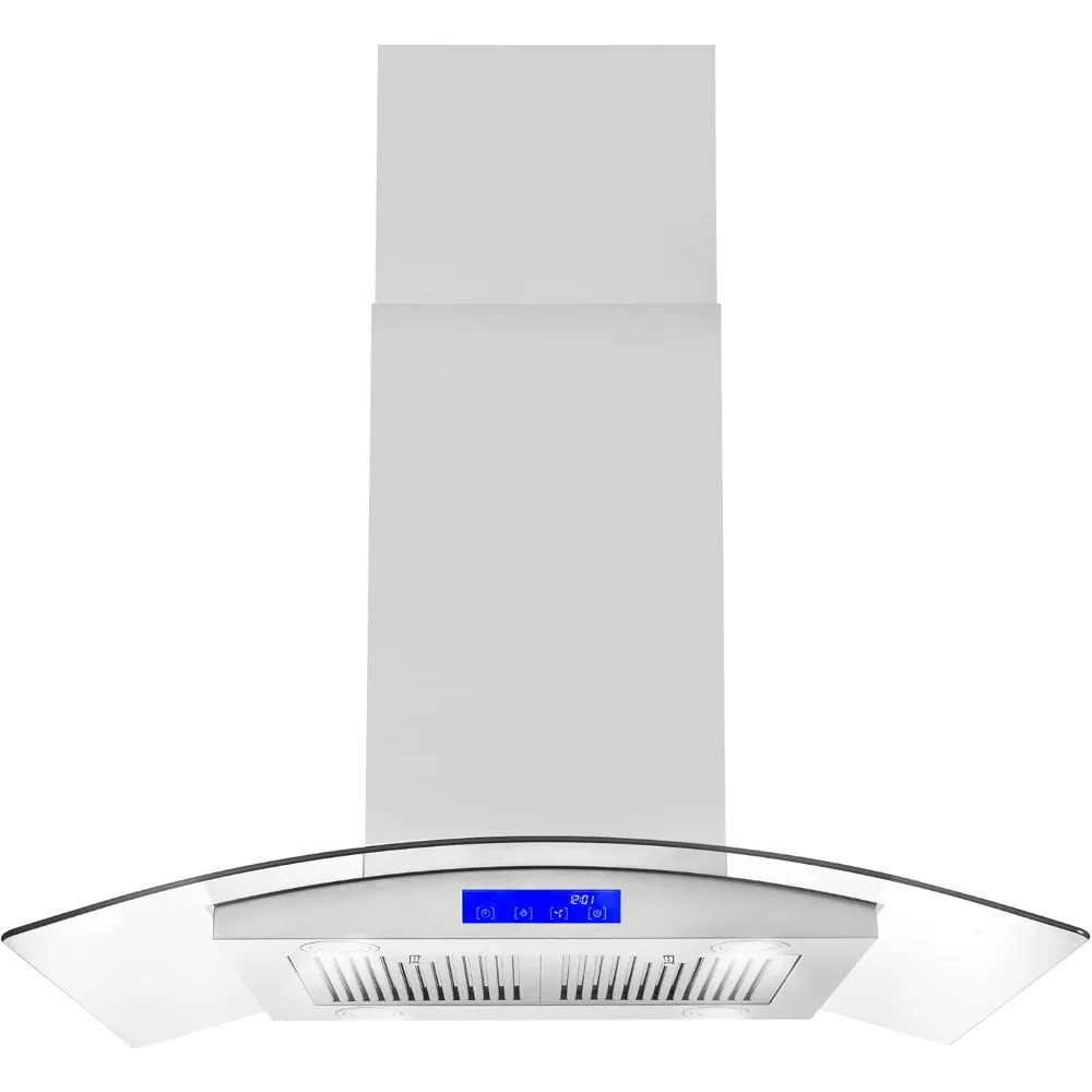 

36 in. Island Range Hood w/380 CFM, 3 Speeds, Ducted, Permanent Filters, Soft Touch Controls, LED Lights, Curved Glass Hood