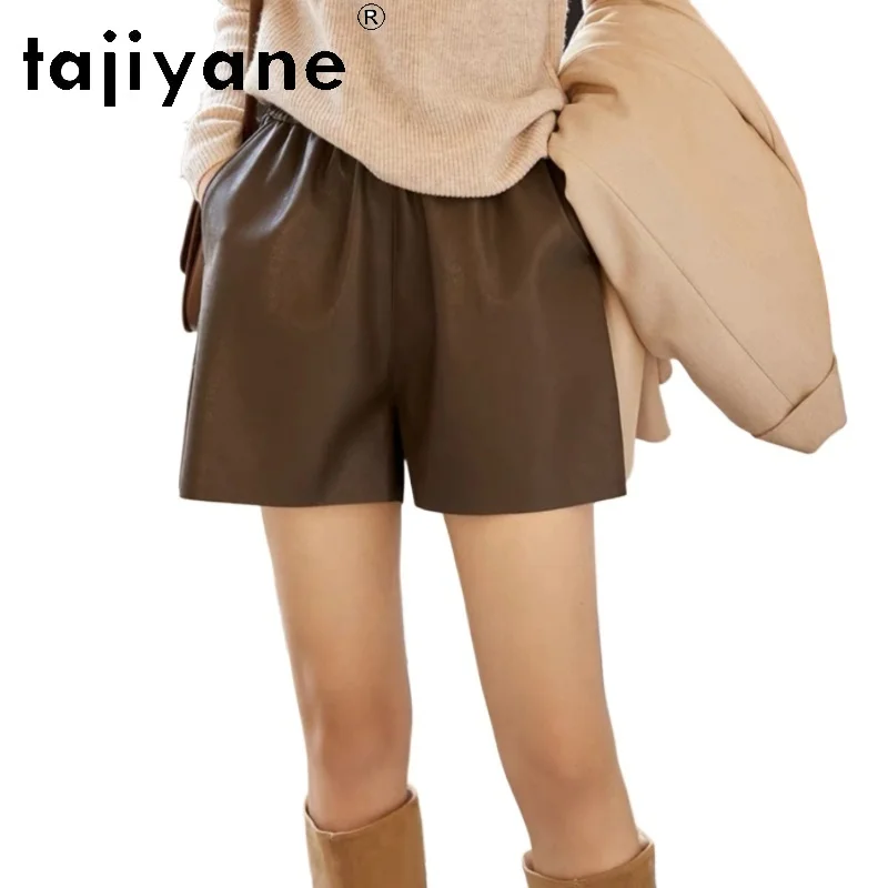 TAJIYANE Real Sheepskin Shorts Old Money Style Women Genuine Leather Short Autumn Winter 2024 Womans Clothing Трусы Женские