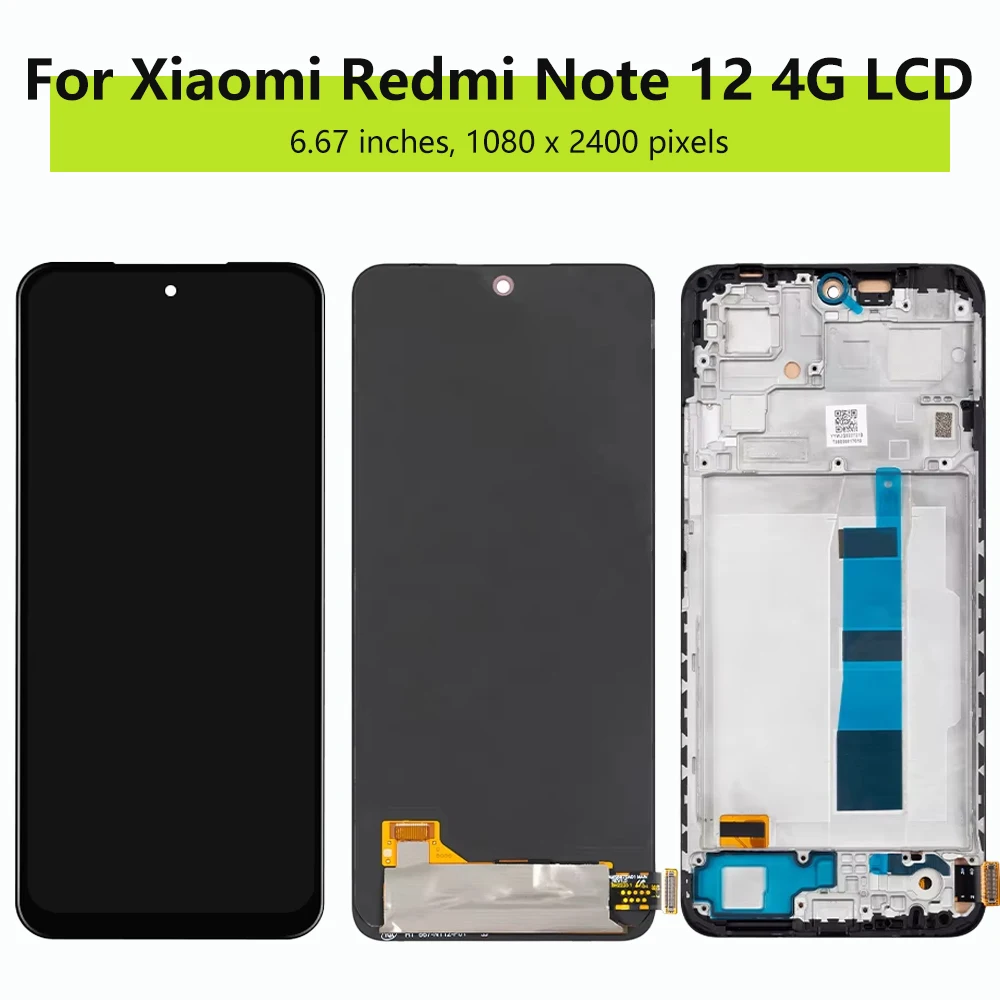 Super AMOLED for Xiaomi Redmi Note 12 4G Lcd Display Touch Screen Digitizer with Frame for Redmi Note 12 23021RAAEG 23021RAA2Y