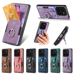 Cards Solt Vertical Bag Wallet Leather Case For Xiaomi Redmi Note 13 Pro Plus 12 Turbo 11 14 13T POCO X4 X5 F5 Ring Holder Cover