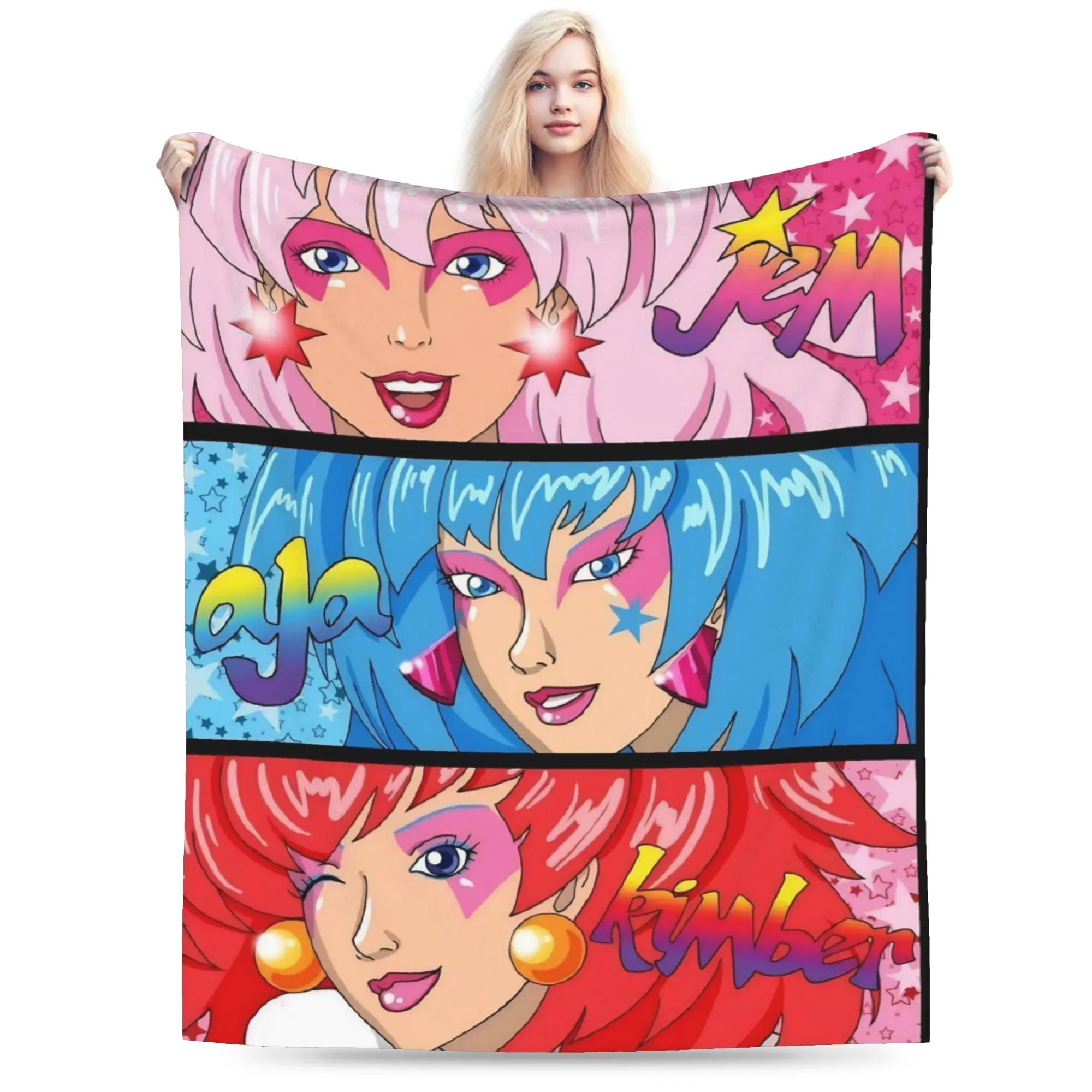 Jem And The Holograms Printed Blanket For Men Women Cozy Soft  Throw Blankets for Couch 50x60 Inches Multi-size