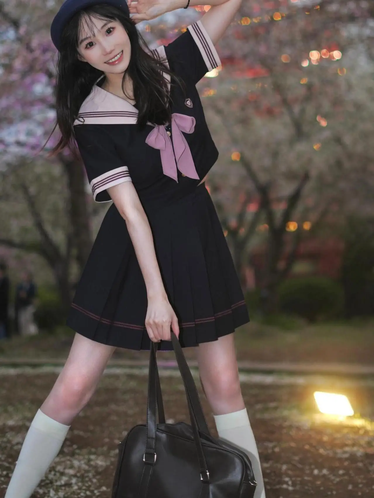 Conjunto de Uniforme Rosa Pink com Manga Curta, Estilo Marinheiro, Saia  Plissada, Efeito Emagrecimento, Uniforme Escolar