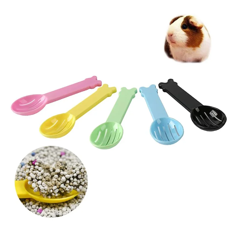 5Pcs Hamster Scooper Plastic Litter Scoop Sifter Hamster Sand Shovel Pet Cleaning Tool Small Pet Urine Sand Shovel Random Color