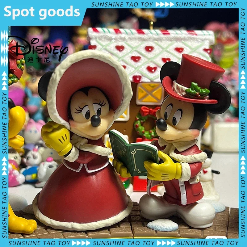 Disney 2024 Christmas Limited Peripheral Toys Kawaii Mickey Minnie Figurines Collection Model Tabletop Decoration Kid Xmas Gift