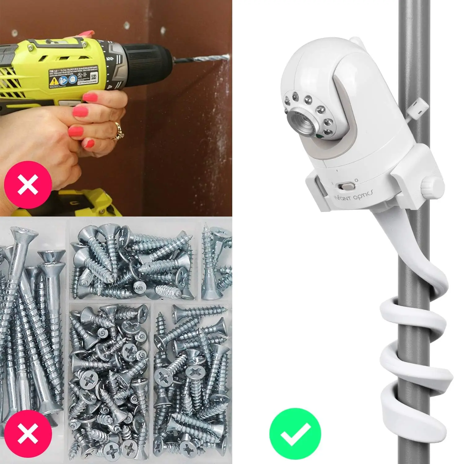 Universal Baby Monitor Mount for Cribs and Furniture, Flexible Camera Holder with Sturdy Design