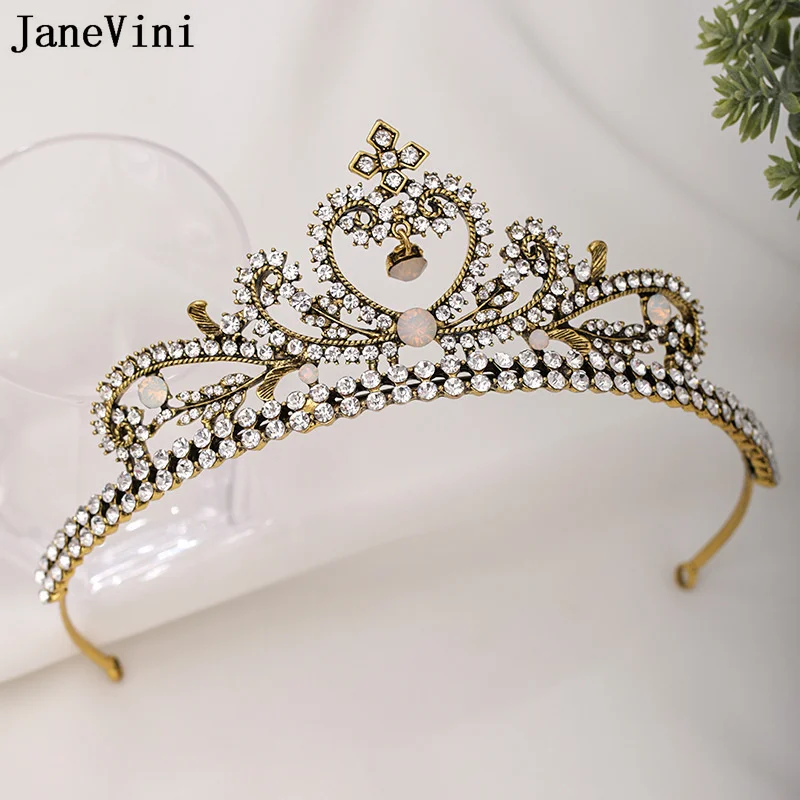 

JaneVini Boho Korean Bride Hair Accessories Beaded Rhinestones Bridal Tiaras and Crowns Wedding Headband Prom Party Hairbands