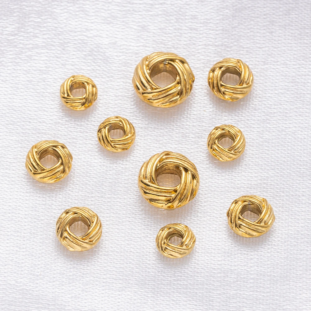 10pcs/Lot Stainless Steel Textured Loose Spacer Beads Separators For DIY Bracelets Necklaces Jewelry Making Findings Materials