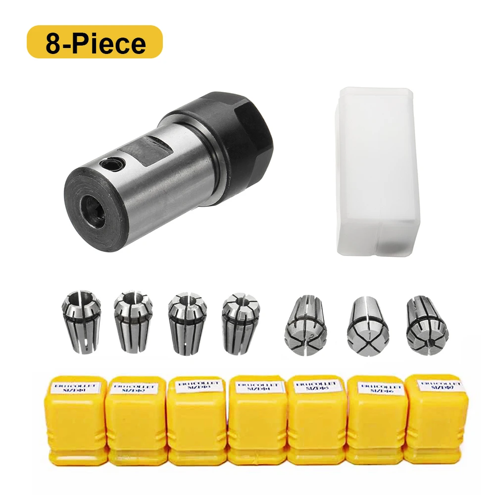 8Pcs/Set ER11A 5mm Spindle Motor Collet Extension Rod +1-7mm ER11 Milling Spring Collet Chuck Shaft Holder CNC Lathe Engraving