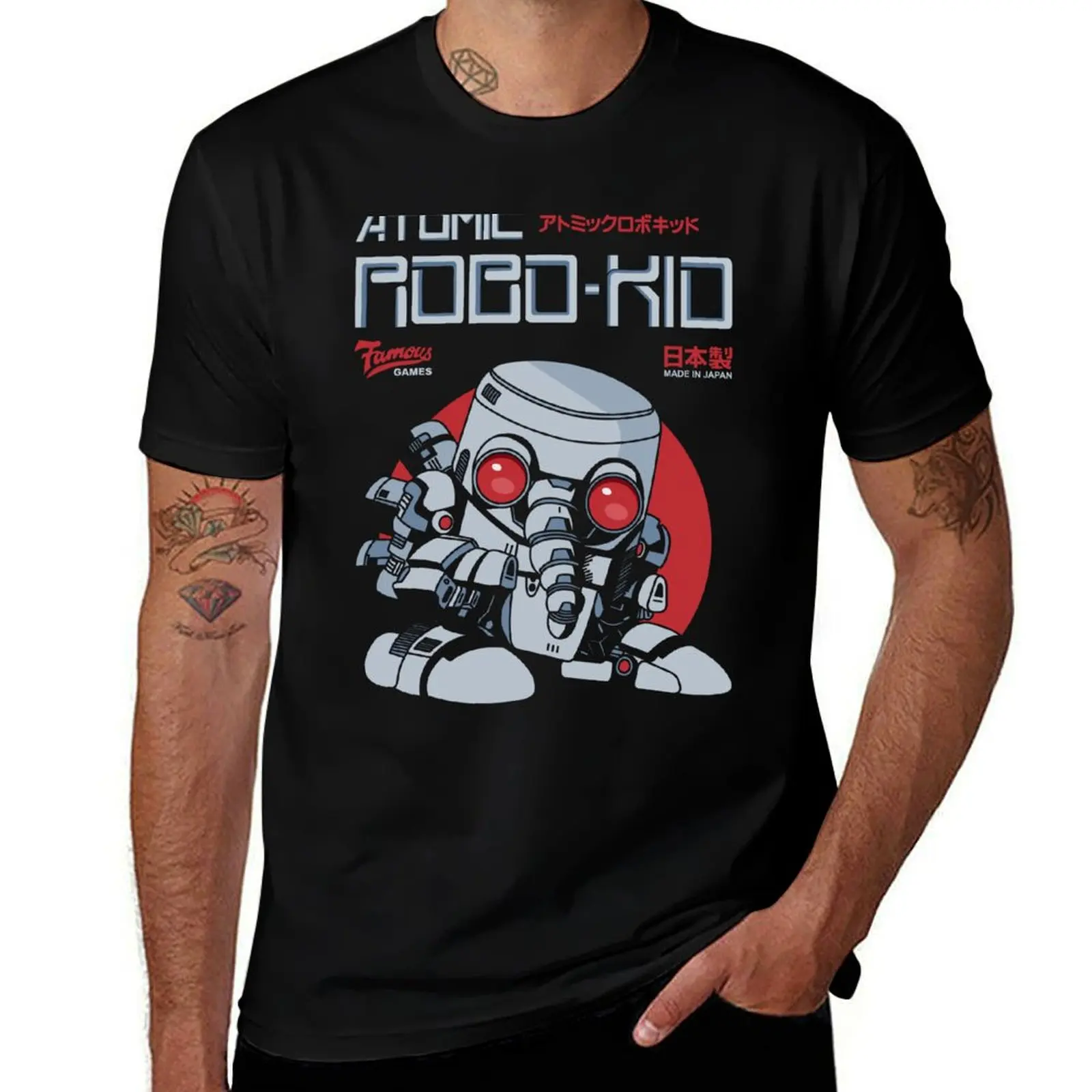 

Atomic Robokid Retro Vintage Arcade Gaming T-Shirt Basic Solid Color Short Sleeve Cotton Top