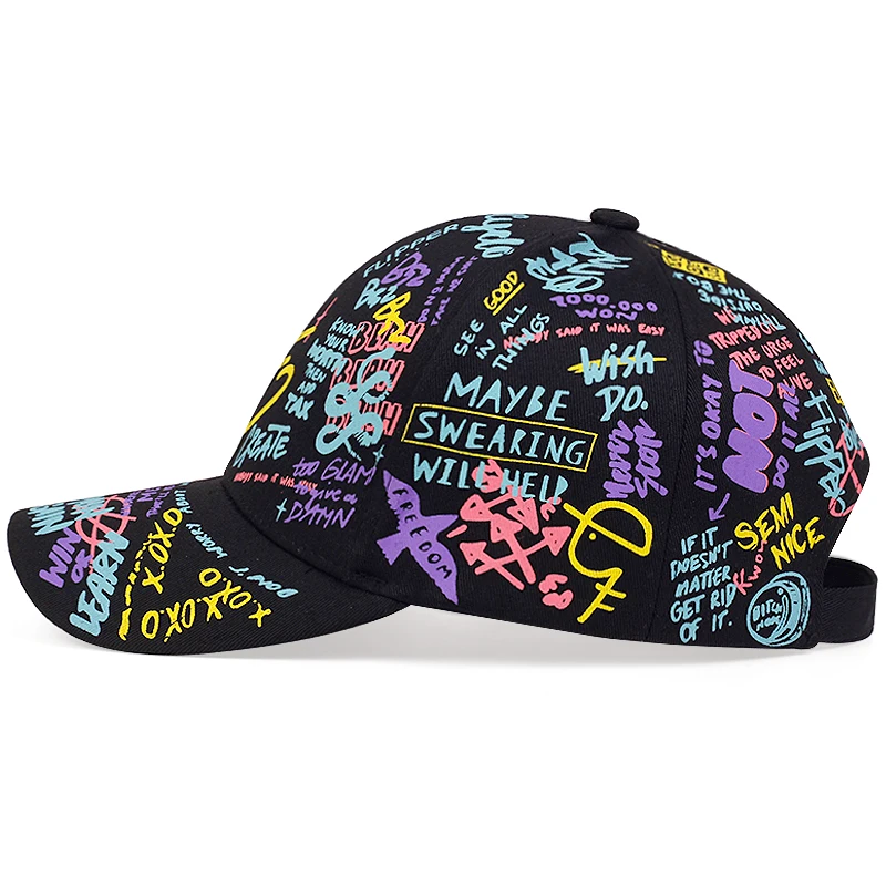 fashion Letter Baseball Cap Graffiti Sun Hip Hop Cap Visor Spring Hat Men Adjustable Snapback Cotton Cap For Women Men Hats