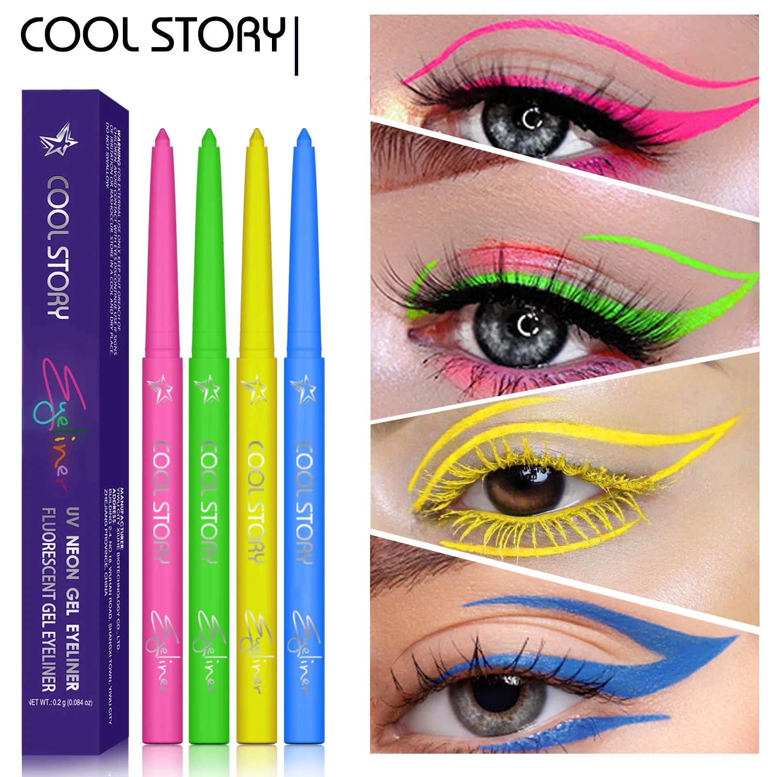 Matita gel per eyeliner monocolore, matita per sopracciglia color crema fluorescente, matita per ombretti, matita colorata per il corpo