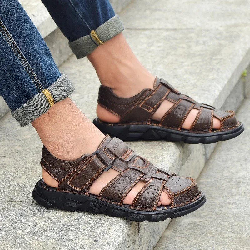 New Outdoor Men's Sandals Breathable Summer Comfortable Men Shoes Handmade Men Sandals Plus Size Sneakers Rubber Beach Sandals